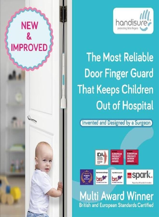 Handisure 2in1 Pack Child Door Safety Door Pinch Guard. Automatic, Hinge & Lock Side Safety, Reliable, Multiple Awards & Unique, Baby Door Stopper. Easy to Install, Finger Guard for Door…