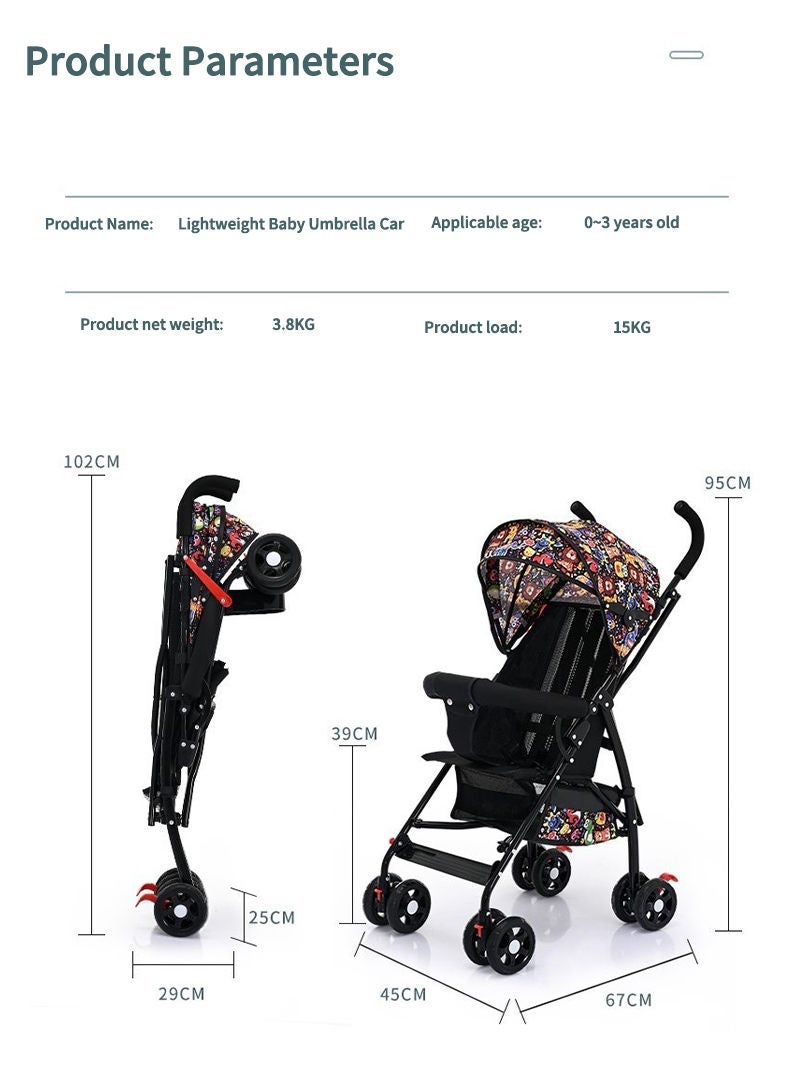 Seat and Sleeper Baby Stroller, Portable Folding Baby Stroller, Simple Umbrella Stroller