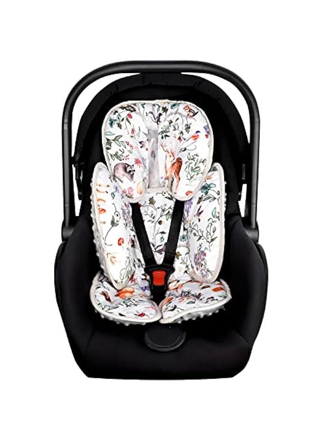 2-in-1 Baby Car Seat Head & Body Support, Reversible Infant Car Seat Insert for Newborn Boys Girls, Soft Carseat Cushion Perfect for Baby Car Seats, Strollers, Bouncers, Woodland Animal
