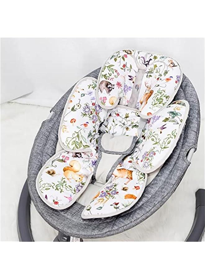 2-in-1 Baby Car Seat Head & Body Support, Reversible Infant Car Seat Insert for Newborn Boys Girls, Soft Carseat Cushion Perfect for Baby Car Seats, Strollers, Bouncers, Woodland Animal