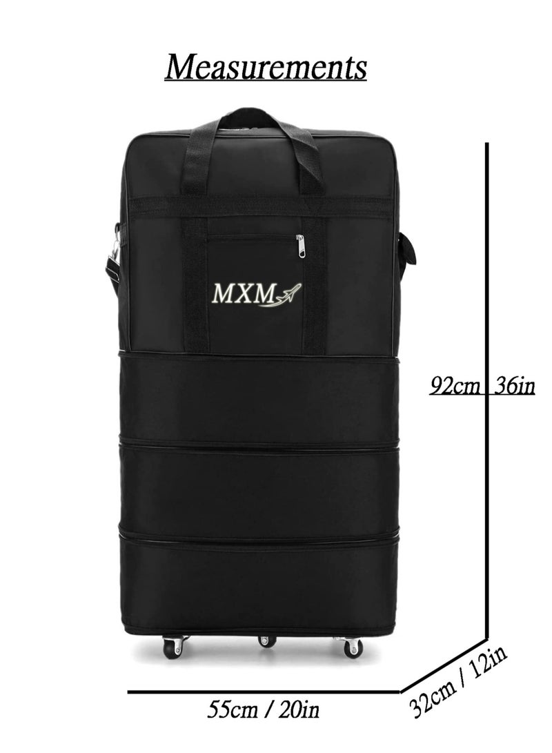 Travel Moving Trolley Luggage Foldable Bag with Wheels XX-Large 30kg/120L Waterproof Zipper Extendable Duffel Organizer Bag ( Checks )