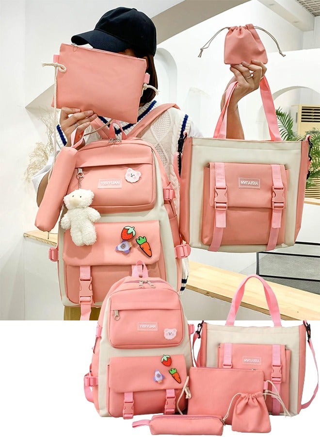 Kids Backpacks 5 pcs Backpack Set School Bag Kids' Book bag Casual pack Travel Backpack include Shoulder Bag Handbag Drawstring&Pencil Bag for Boys or Girls