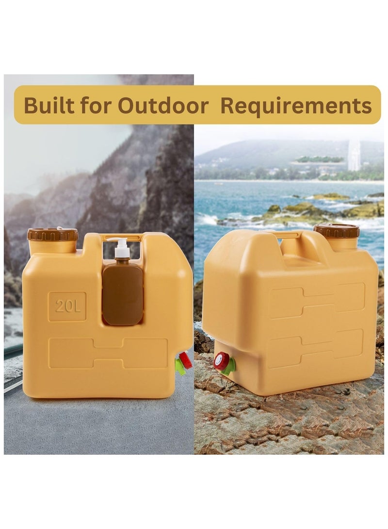 DLC 20L Portable Water Storage Container with Faucet BPA Free Water Jerrycan with 500ml Handwash Bottle Camping Water Tank Large Water Bucket for Outdoor Picnic Hiking DLC-37420
