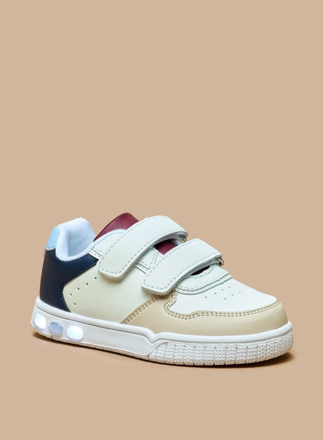 Boys Panelled Sneakers with Hook and Loop Closure