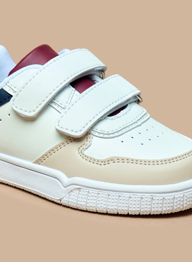 Boys Panelled Sneakers with Hook and Loop Closure