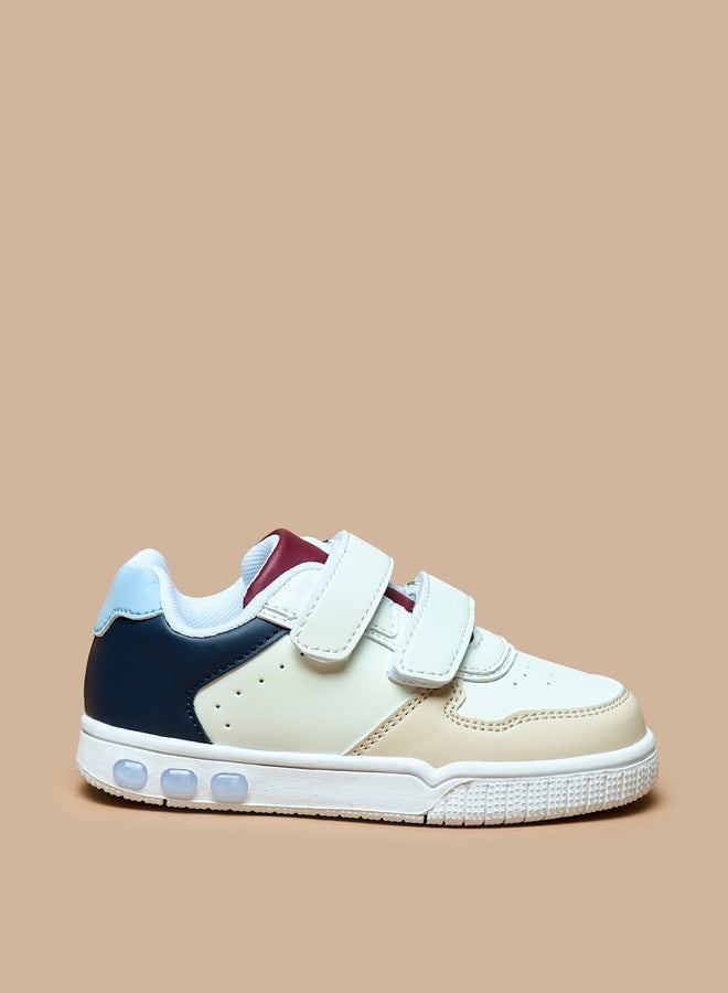Boys Panelled Sneakers with Hook and Loop Closure