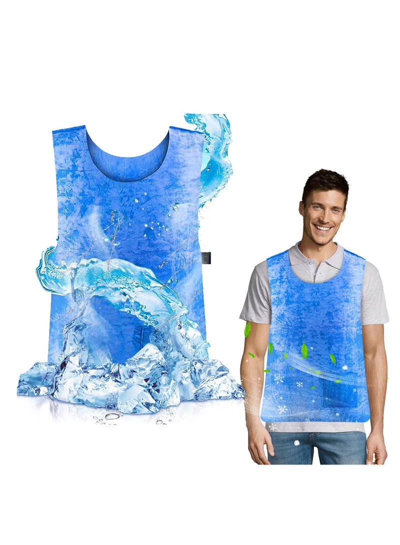 Cooling Vest for Men & Women, Adjustable Ice Vest, PVA Water Activated Evaporative Cool Vest for Hot Weather and Heatstroke Prevention (Blue)