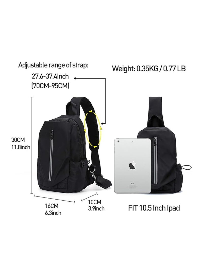 Crossbody Shoulder Bag, Chest Backpack With USB Charging Port, Waterproof, Lightweight,Suitable For Travel, Work, Sports