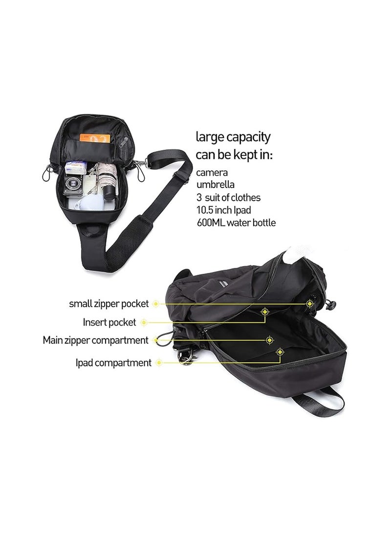 Crossbody Shoulder Bag, Chest Backpack With USB Charging Port, Waterproof, Lightweight,Suitable For Travel, Work, Sports