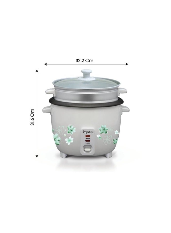 Electric Rice Cooker, Drum Cooker, Automatic Cooking, Keep Warm, Safety Protection, Cool Touch Body, Carrying Handle, Measuring Cup, Spoon, Steamer 1.5 L 500 W RC 2802 Multicolour