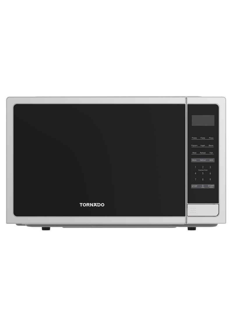Tornado 42 Liters Digital Microwave Oven 3 in 1 with Grill function 10 Power Levels, 1000W, Touch Control panel, Child-Safety-Lock, Defrost Function, 8 Auto cooking function, Silver, TWDG-42-S-E