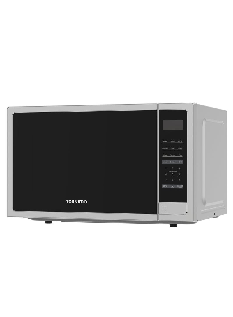 Tornado 42 Liters Digital Microwave Oven 3 in 1 with Grill function 10 Power Levels, 1000W, Touch Control panel, Child-Safety-Lock, Defrost Function, 8 Auto cooking function, Silver, TWDG-42-S-E