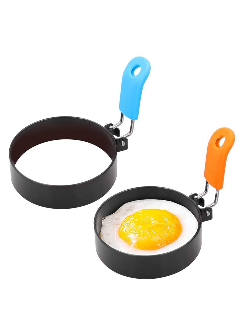 2 Pack Stainless Steel Egg Cooking Rings Set Round Omelette Mold for Frying Egg English Muffins Pancake Sandwiches Breakfast Household Mold Muffins Pancake Sandwich Hamburger