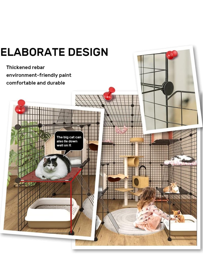 Cat Cage, Cat house, Cat Cages Indoor Large, DIY Cat Enclosure Outdoor, Pet Cage for Rabbits, Small Animals ,Cat tree can be placed (black 147x111x75 cm)