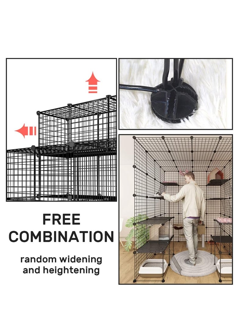 Cat Cage, Cat house, Cat Cages Indoor Large, DIY Cat Enclosure Outdoor, Pet Cage for Rabbits, Small Animals ,Cat tree can be placed (black 147x111x75 cm)