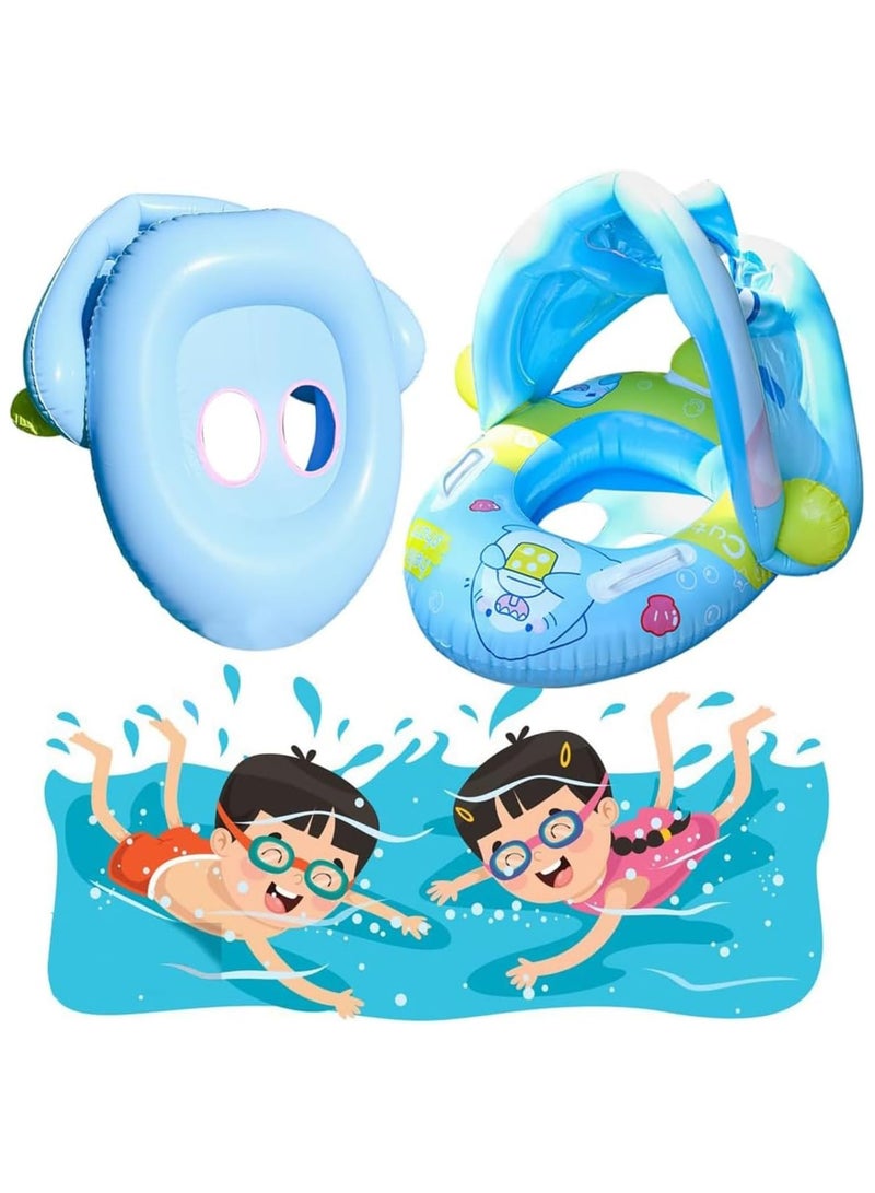 Baby pool float,Swimming Pool Float Boat with Sun Protection Canopy Inflatable Pool Float Yacht Ring Awning Inflatable Swimming Training Float Seat for Boys Girls Summer Outdoor