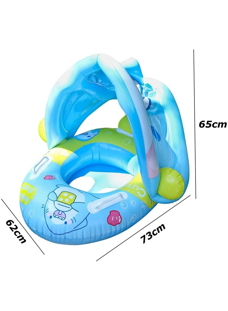 Baby pool float,Swimming Pool Float Boat with Sun Protection Canopy Inflatable Pool Float Yacht Ring Awning Inflatable Swimming Training Float Seat for Boys Girls Summer Outdoor