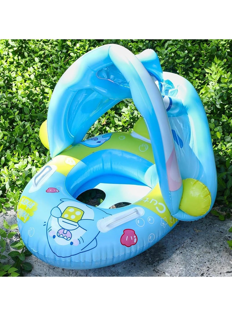 Baby pool float,Swimming Pool Float Boat with Sun Protection Canopy Inflatable Pool Float Yacht Ring Awning Inflatable Swimming Training Float Seat for Boys Girls Summer Outdoor