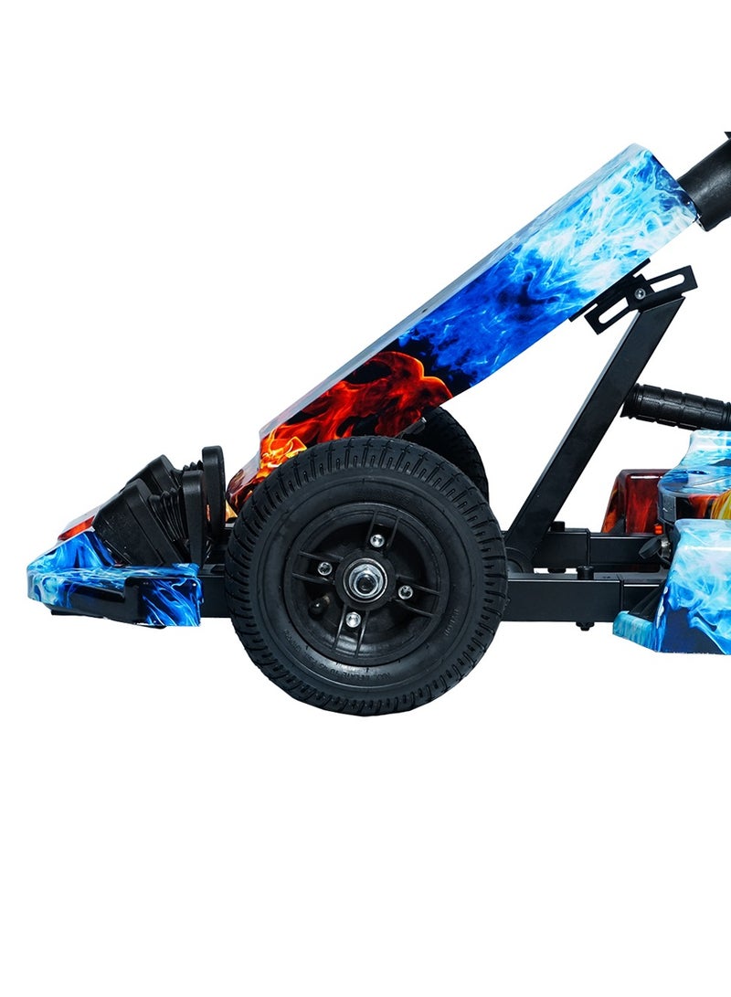 Kids Electric Go Kart Up to 65Kg Riders, 20KM/Hr, Wheel with LED Lights, Safety Kit Included, Red & Blue Fire