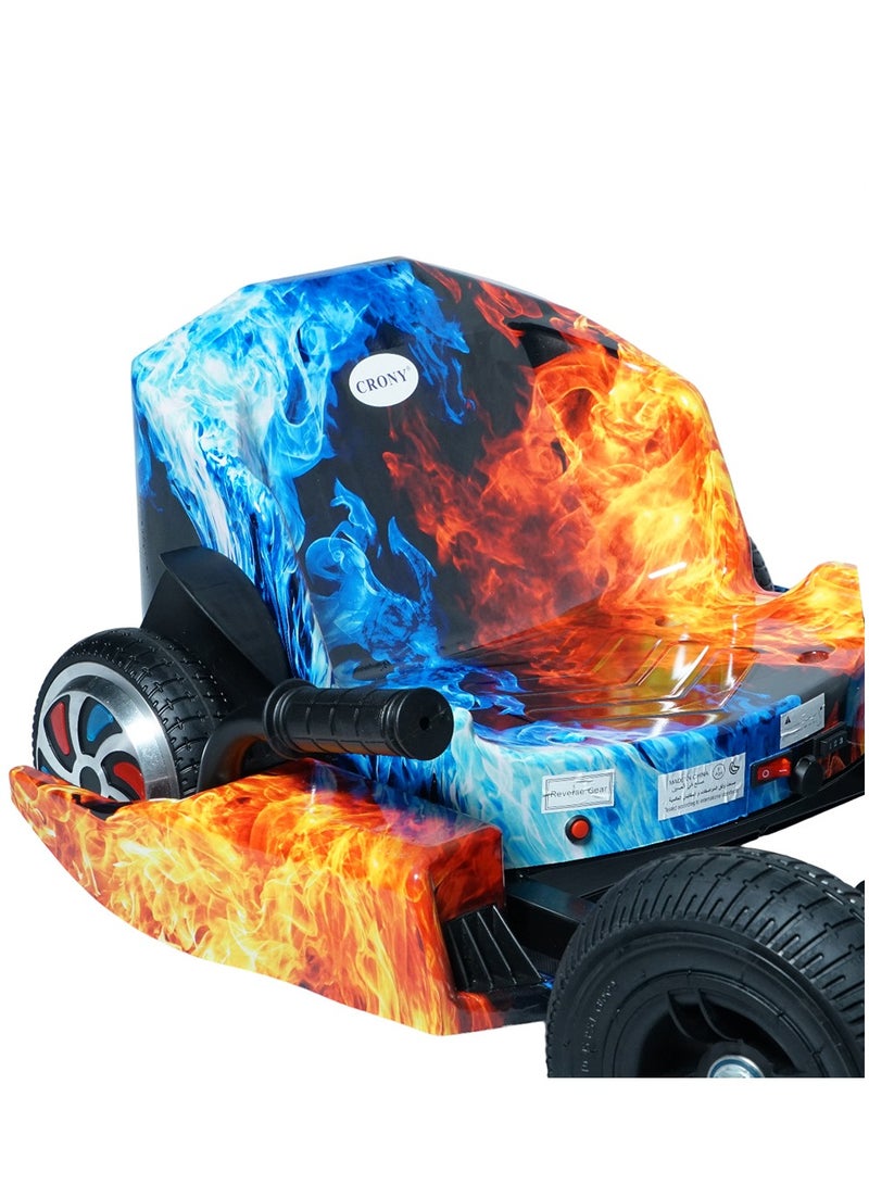 Kids Electric Go Kart Up to 65Kg Riders, 20KM/Hr, Wheel with LED Lights, Safety Kit Included, Red & Blue Fire