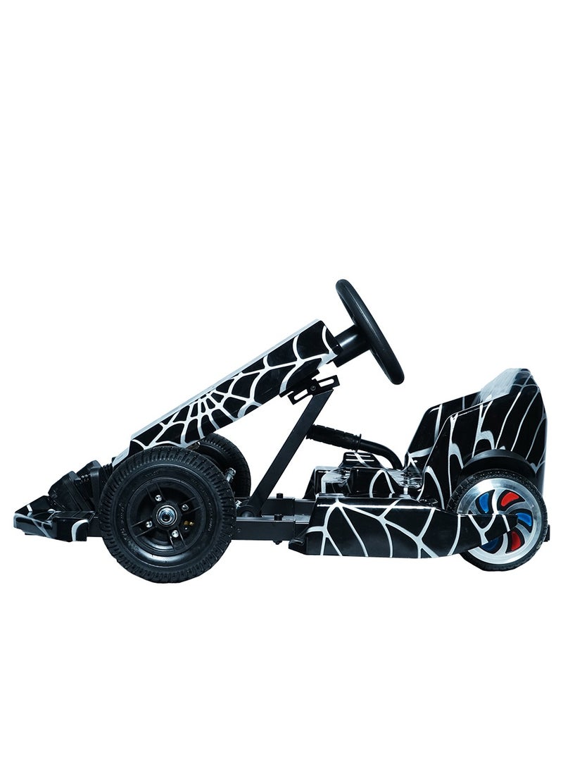 Kids Electric Go Kart Up to 65Kg Riders, 20KM/Hr, Wheel with LED Lights, Safety Kit Included, Black Spider