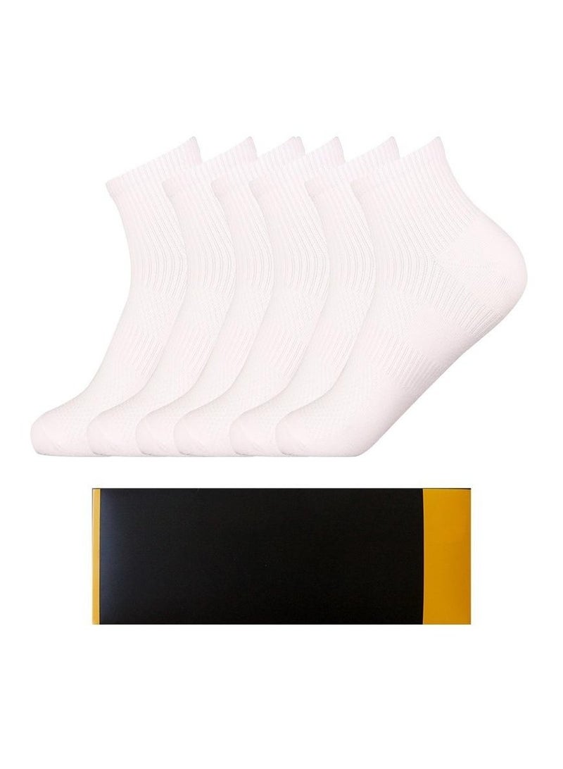 6 Pairs Of Boxed Men's Solid Color Business Style Minimalist Breathable Socks