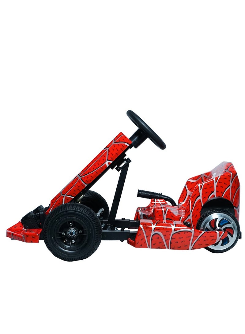 Kids Electric Go Kart Up to 65Kg Riders, 20KM/Hr, Wheel with LED Lights, Safety Kit Included, Red Spider