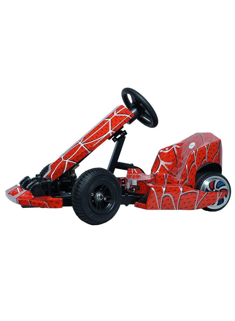 Kids Electric Go Kart Up to 65Kg Riders, 20KM/Hr, Wheel with LED Lights, Safety Kit Included, Red Spider
