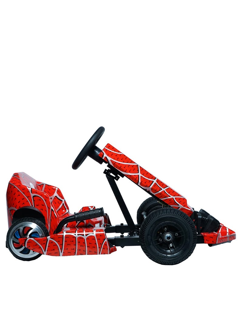 Kids Electric Go Kart Up to 65Kg Riders, 20KM/Hr, Wheel with LED Lights, Safety Kit Included, Red Spider