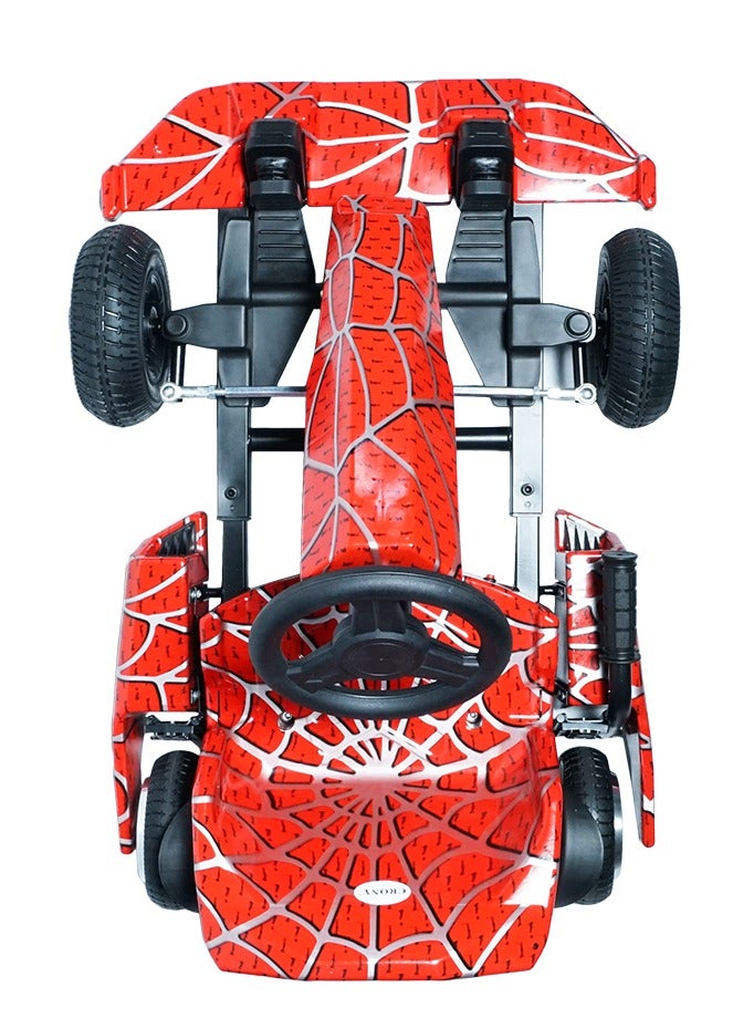 Kids Electric Go Kart Up to 65Kg Riders, 20KM/Hr, Wheel with LED Lights, Safety Kit Included, Red Spider