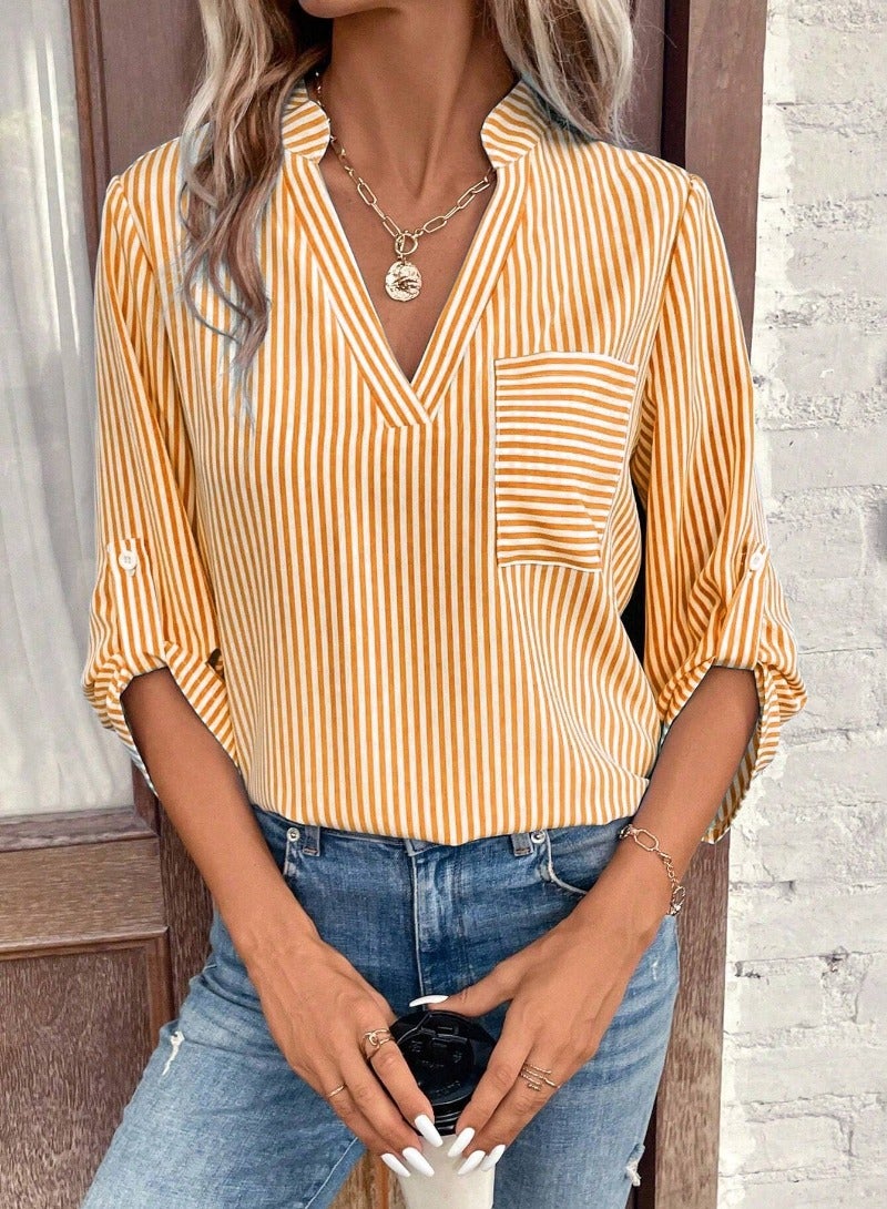 Yellow Stripes Long Sleeve Top