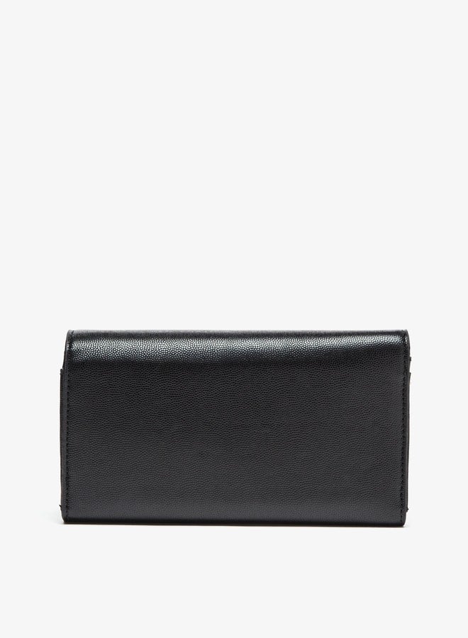 Textured Clutch with Magnetic Button Closure and Chain Strap