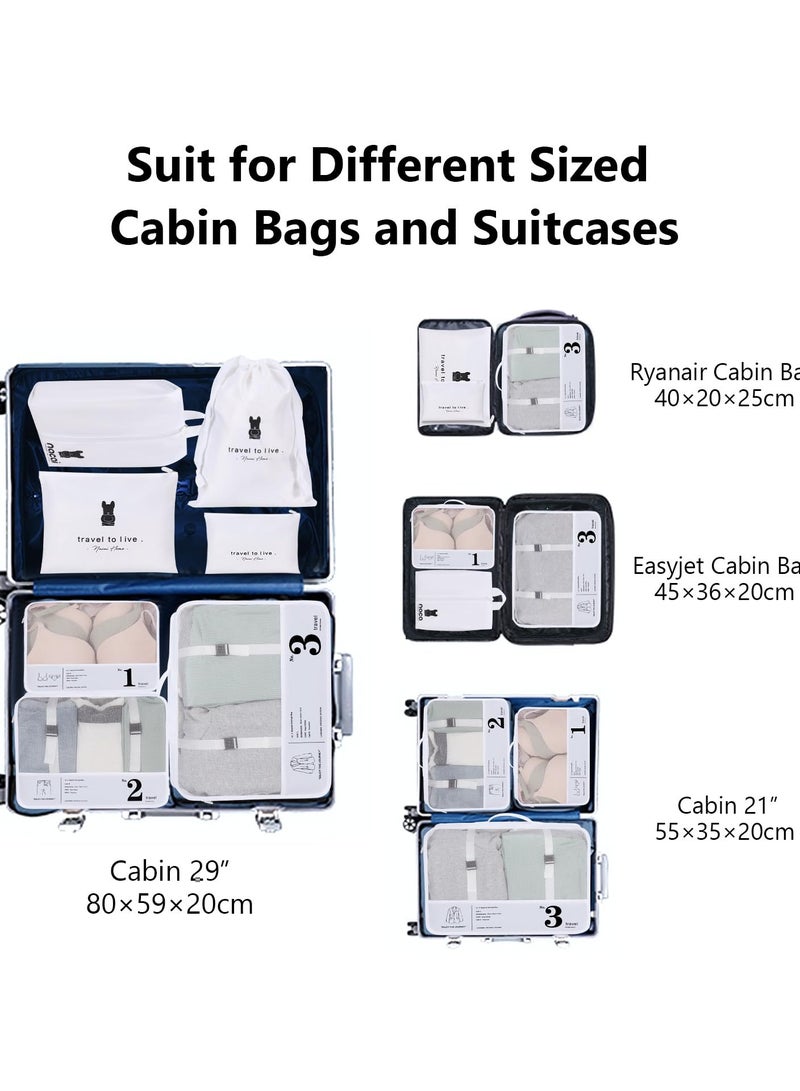 Packing Cubes for Suitcases, 7 Pack, in 3 Sizes, Large Luggage Cube, Mesh Holiday Packing Cube, Backpack Hanging Organizer, Travel Bags