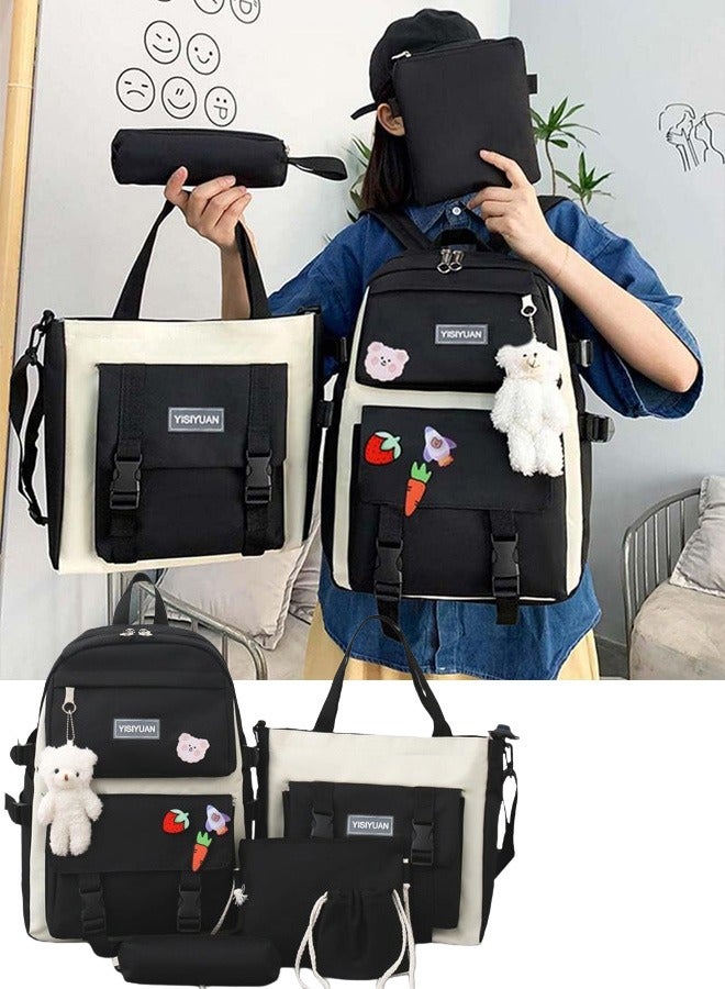Kids Backpacks 5 pcs Backpack Set School Bag Kids' Book bag Casual pack Travel Backpack include Shoulder Bag Handbag Drawstring&Pencil Bag for Boys or Girls