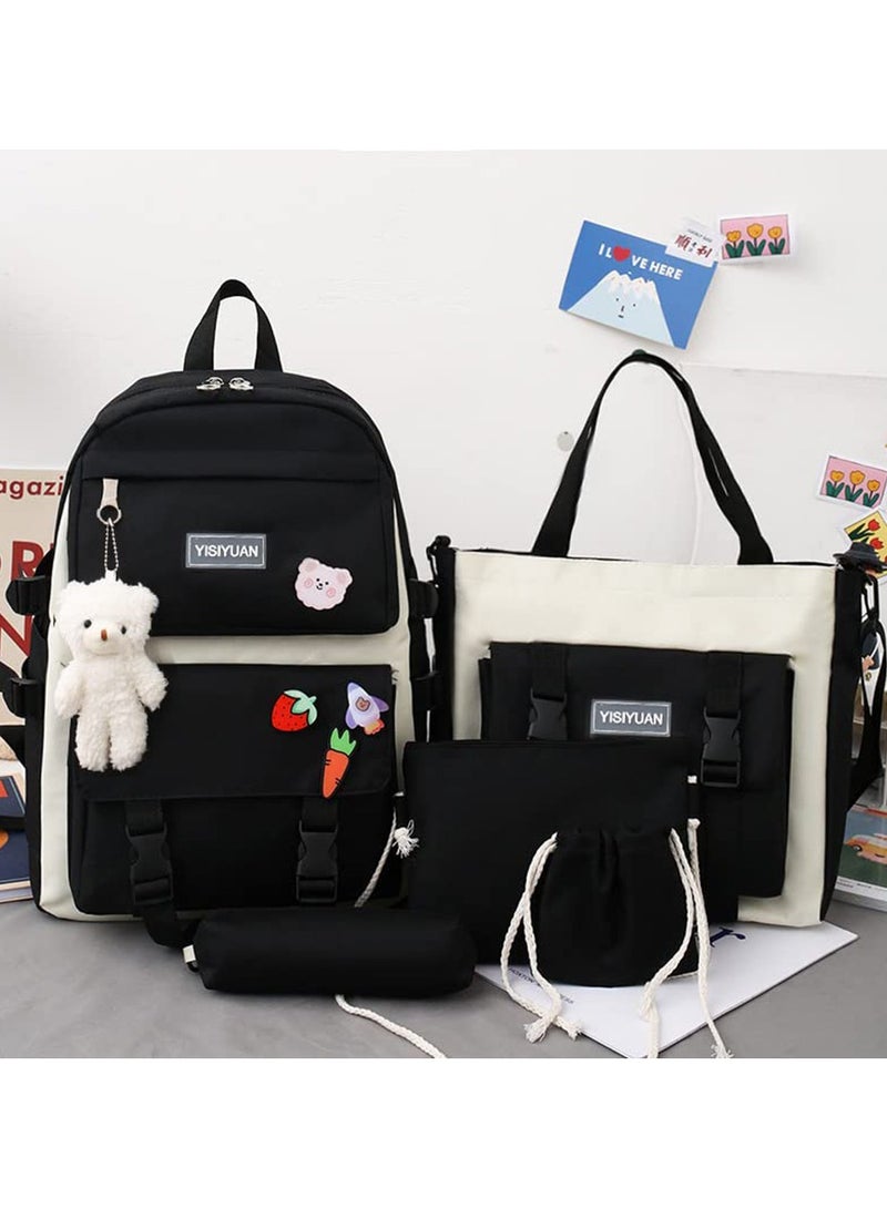 Kids Backpacks 5 pcs Backpack Set School Bag Kids' Book bag Casual pack Travel Backpack include Shoulder Bag Handbag Drawstring&Pencil Bag for Boys or Girls