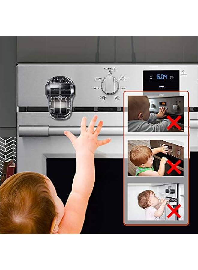 Child Safety Heat-Resistant Oven Door Lock, Oven Front Lock for Kids Easy to Install, Use 3M Adhesive,No screws or Drill (Clear-Black)(NOT SUIT for ALL OVENS)