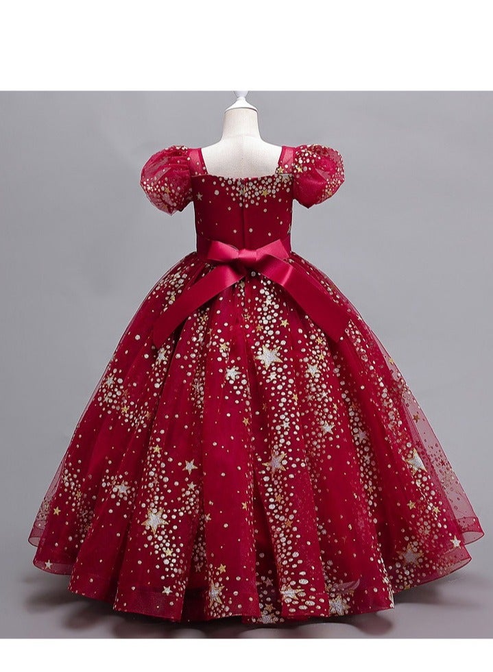 Elegant Girl Party Dress Sequin Embroidered Ball Evening Dress