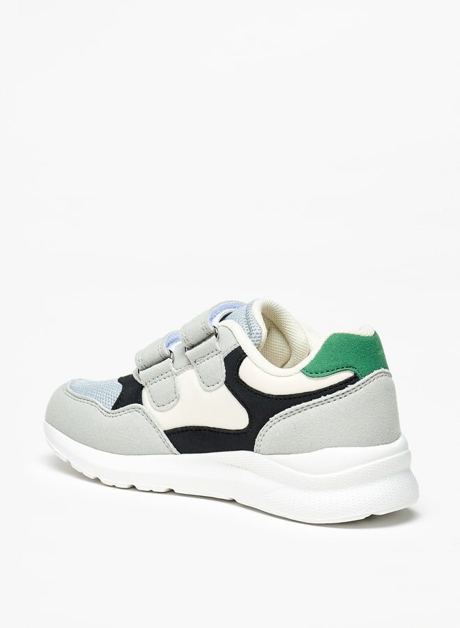 Boys Panelled Sneakers with Hook and Loop Closure