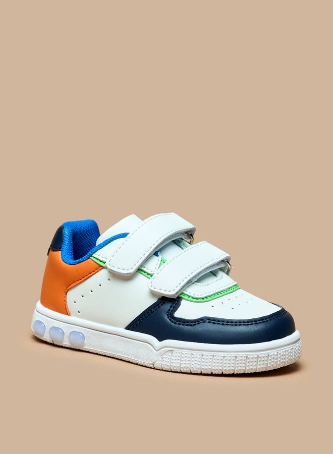 Boys Panelled Sneakers with Hook and Loop Closure