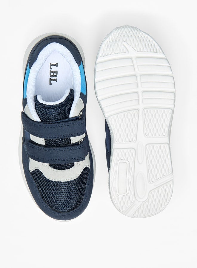 Boys Panelled Sneakers with Hook and Loop Closure