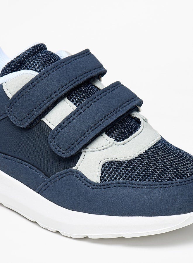 Boys Panelled Sneakers with Hook and Loop Closure