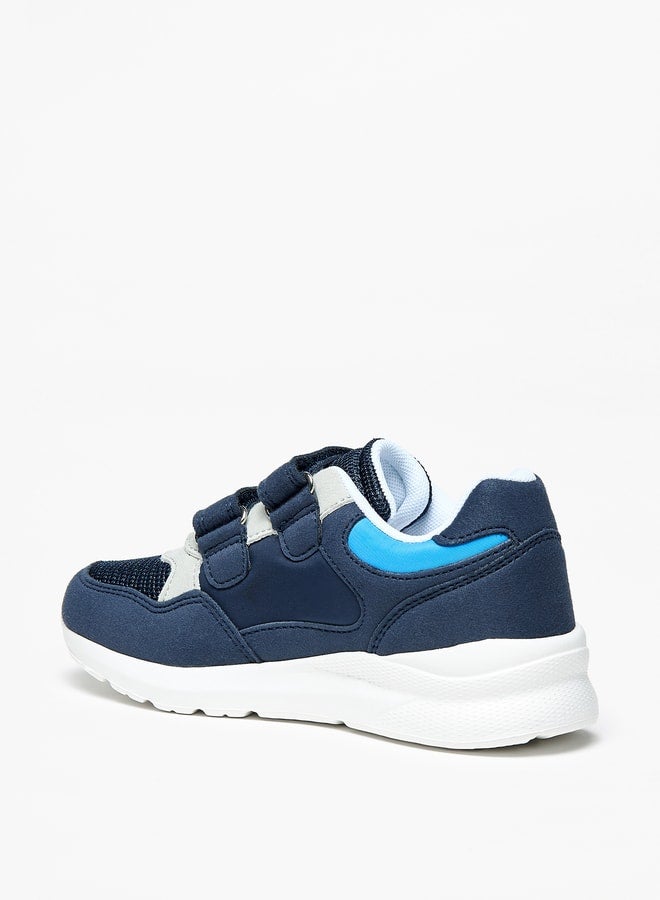 Boys Panelled Sneakers with Hook and Loop Closure