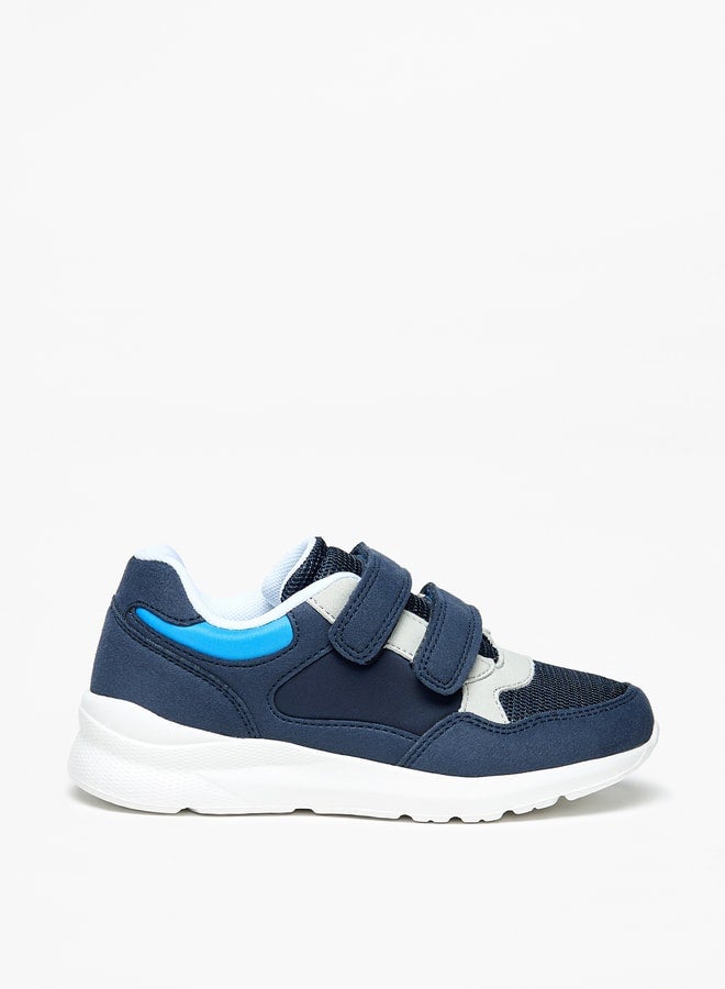 Boys Panelled Sneakers with Hook and Loop Closure