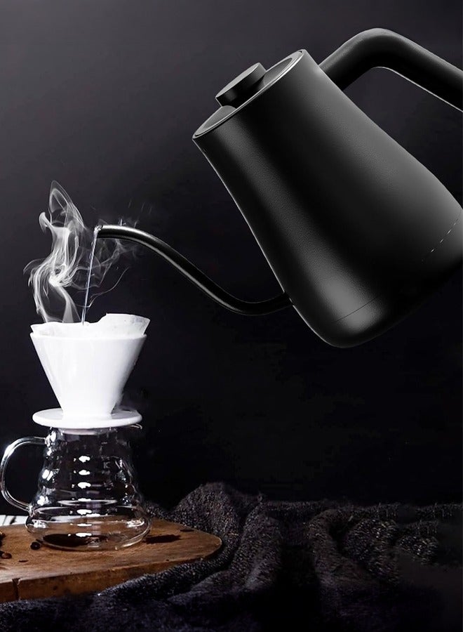 Electric Gooseneck Kettle,Coffee Kettle,800ml Water Kettle for Pour-over Coffee & Tea with 5 Preset Temperature Touch Screen Buttons 304 Stainless Steel Coffee and Tea Pot, Black