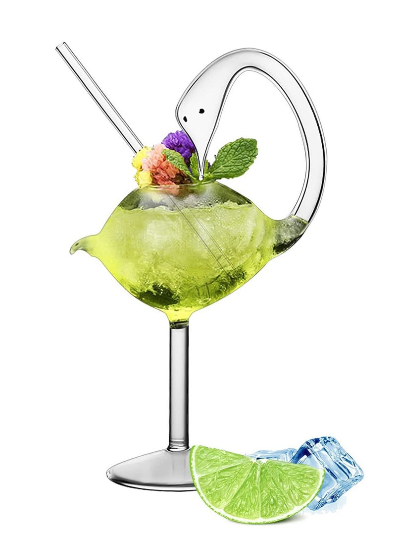 1 Set Cocktail Wine Glass 6oz/175ml Unique Champagne Coupe Glass Swan Shape Martini Goblet Cups