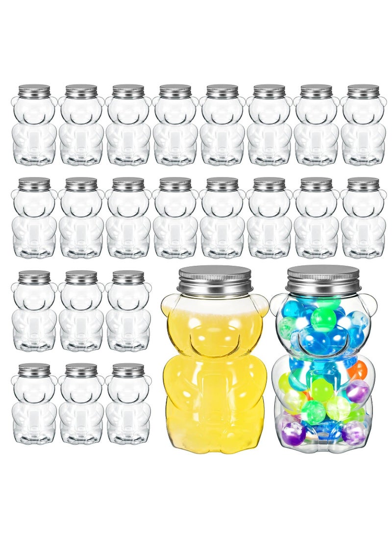 24 Pcs Bear Plastic Jar Empty Bear Bottle Large Capacity Candy Milk Tea Drinks Bear Shaped Container for Making Candy Gifts DIY Decoration, 17 oz