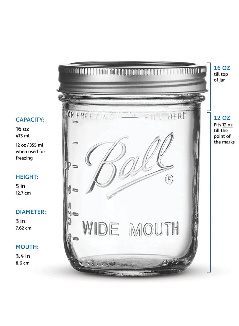 Glass Ma son Jars, Canning Jars Jelly Jars with Airtight lids for Canning, Preserving, Meal Prep, Overnight Oats, Jam 32, BALL, 3, Ma son Jars