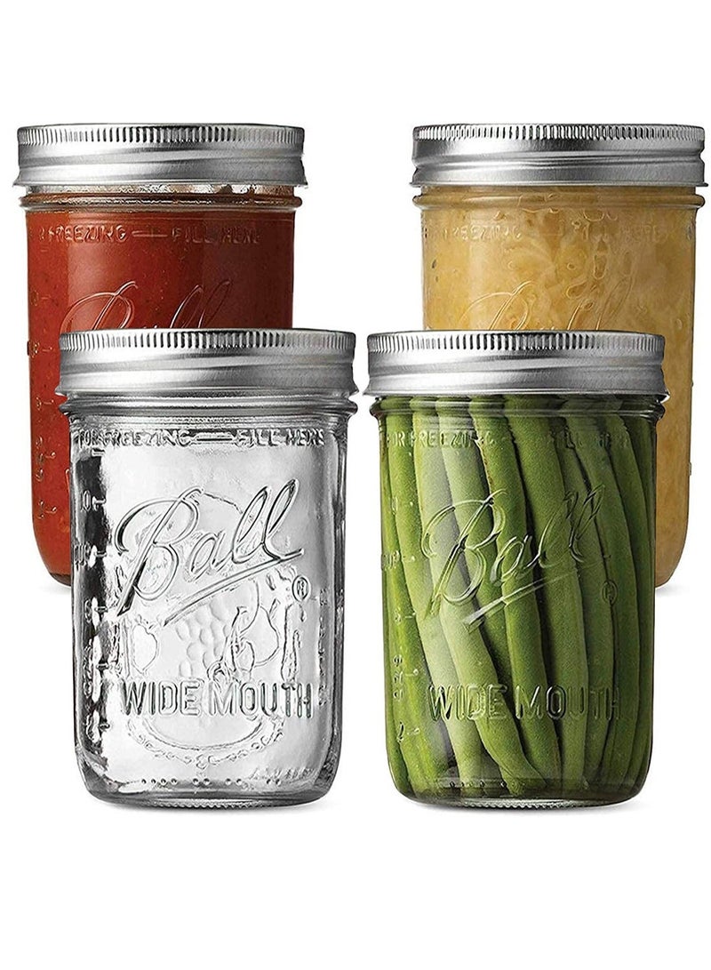 Glass Ma son Jars, Canning Jars Jelly Jars with Airtight lids for Canning, Preserving, Meal Prep, Overnight Oats, Jam 32, BALL, 3, Ma son Jars