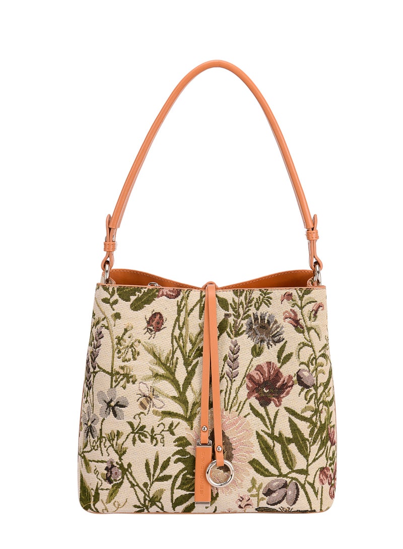 David Jones Floral Patterns Printed Leather Tote Bag Handbag for Women