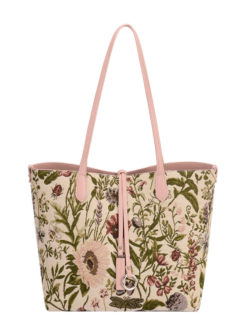 David Jones Floral Patterns Printed Leather Tote Bag Handbag for Women